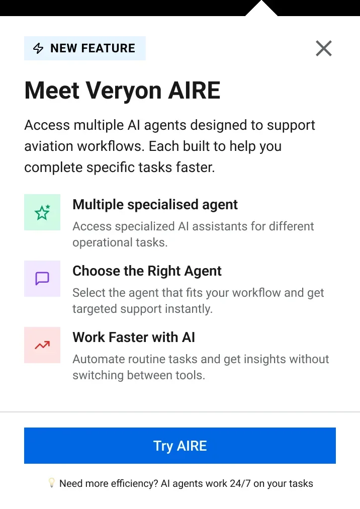 Meet Veryon AIRE announcement modal