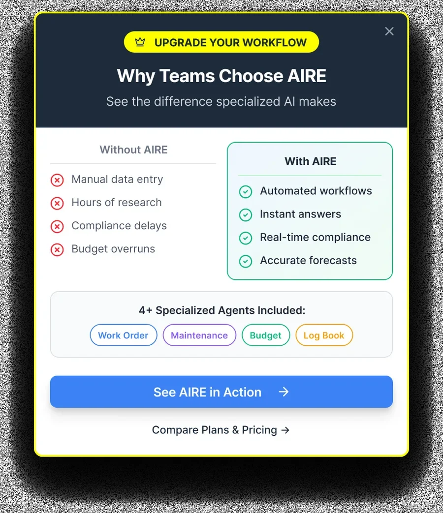 Why teams choose AIRE comparison modal