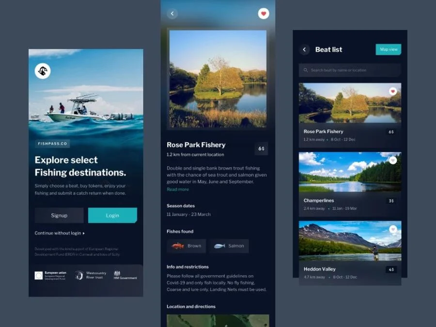 FishPass mobile app for exploring fishing destinations
